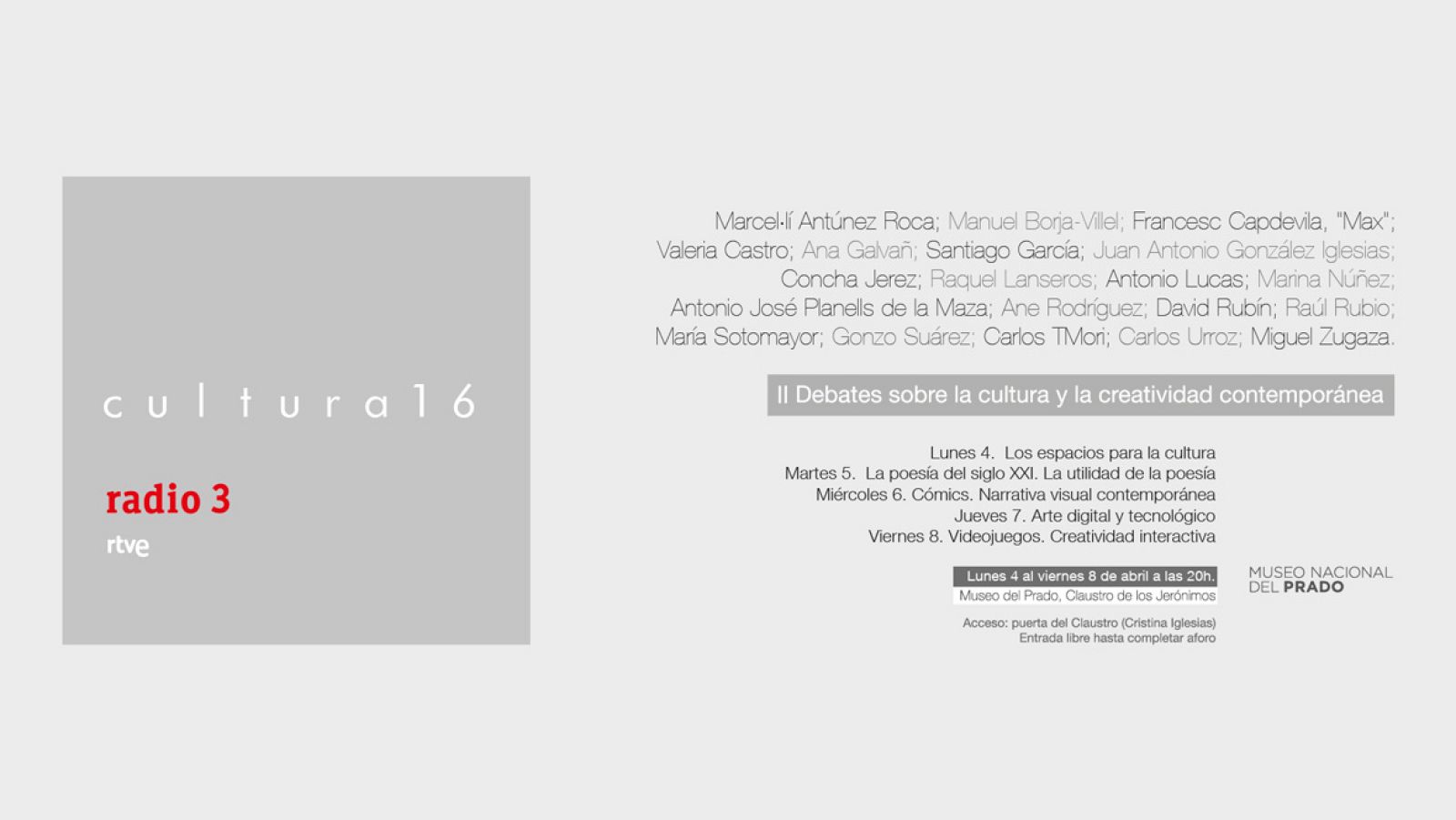 Del 4 al 8 de abril, Cultura16 en el Museo del Prado