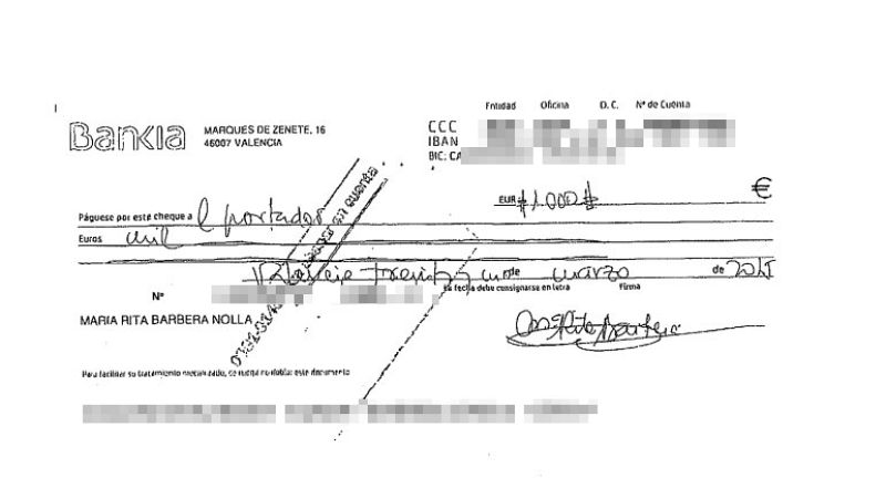 El cheque de Rita Barberá en el sumario del blanqueo del PP valenciano