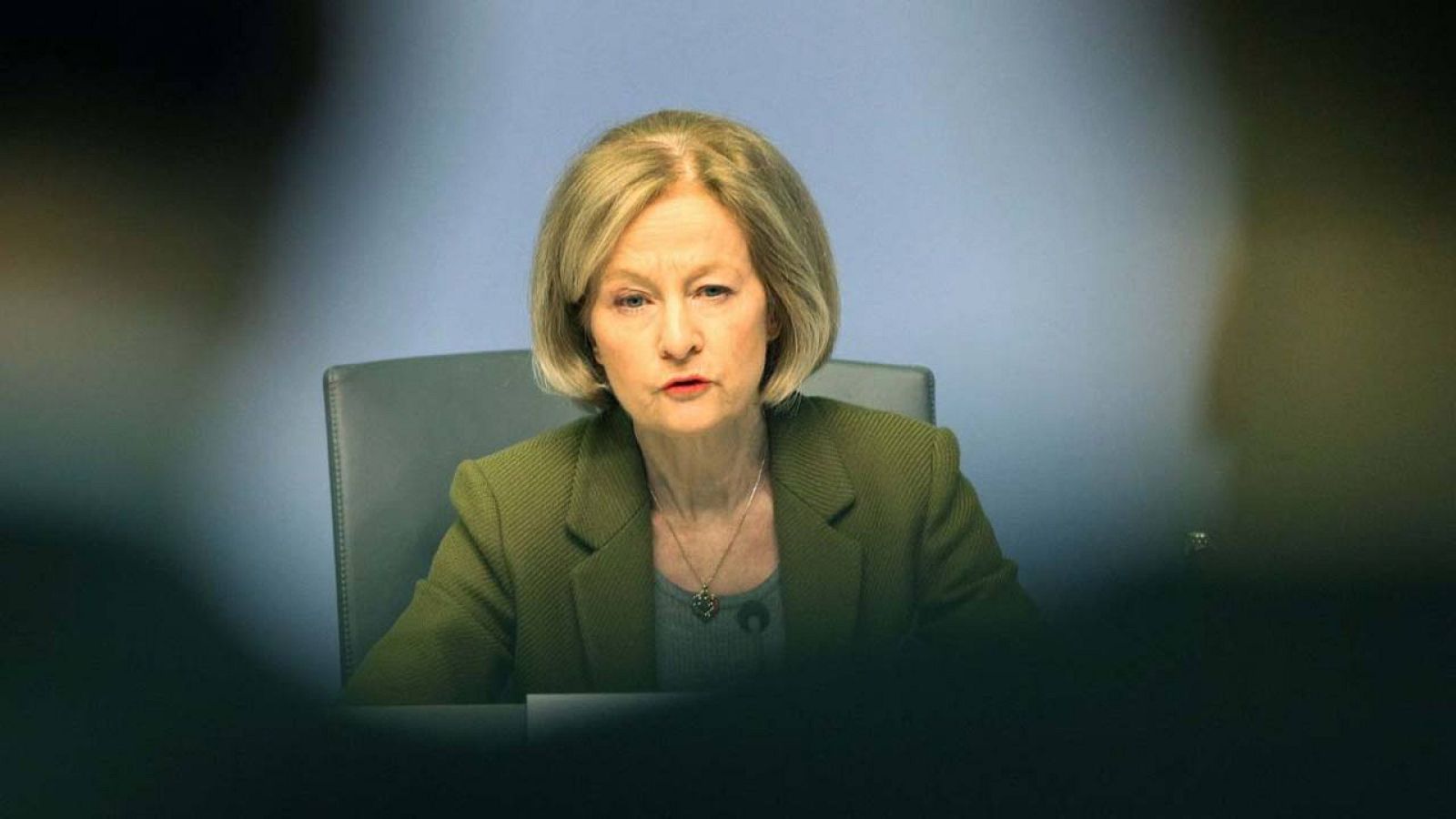 La presidenta del órgano supervisor bancario del BCE, Danièle Nouy, durante la presentación a los medios de comunicación del informe anual de supervisión en Fráncfort