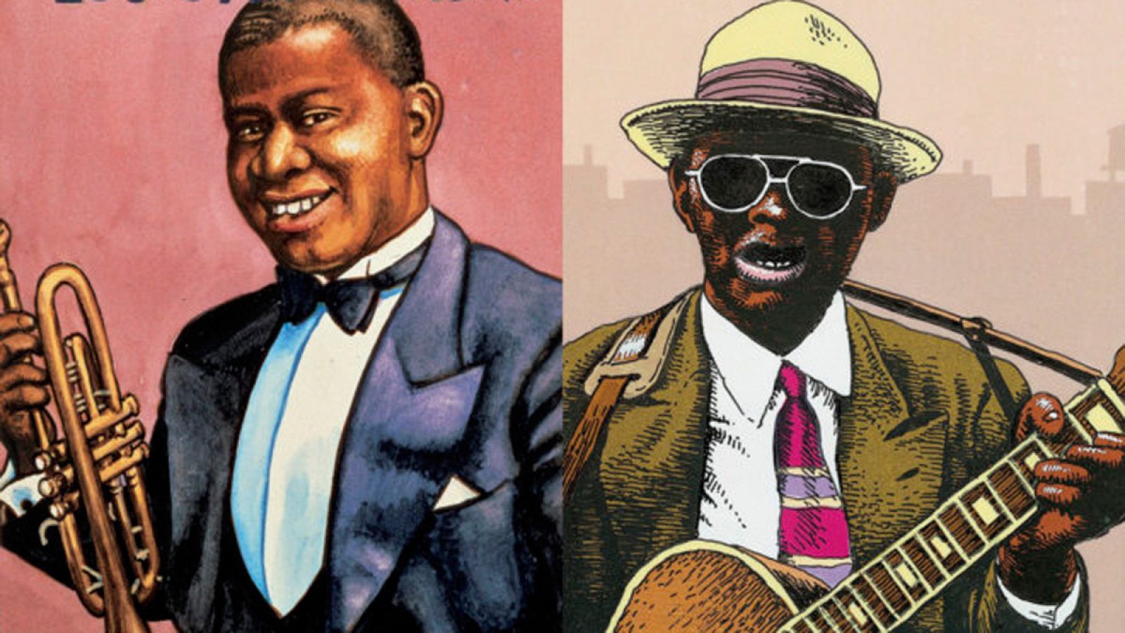 Cromos de Louis Armstrong y Blind Gary Davis
