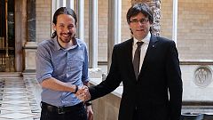 Iglesias traslada a Puigdemont su apuesta por la celebración de un referéndum en Cataluña