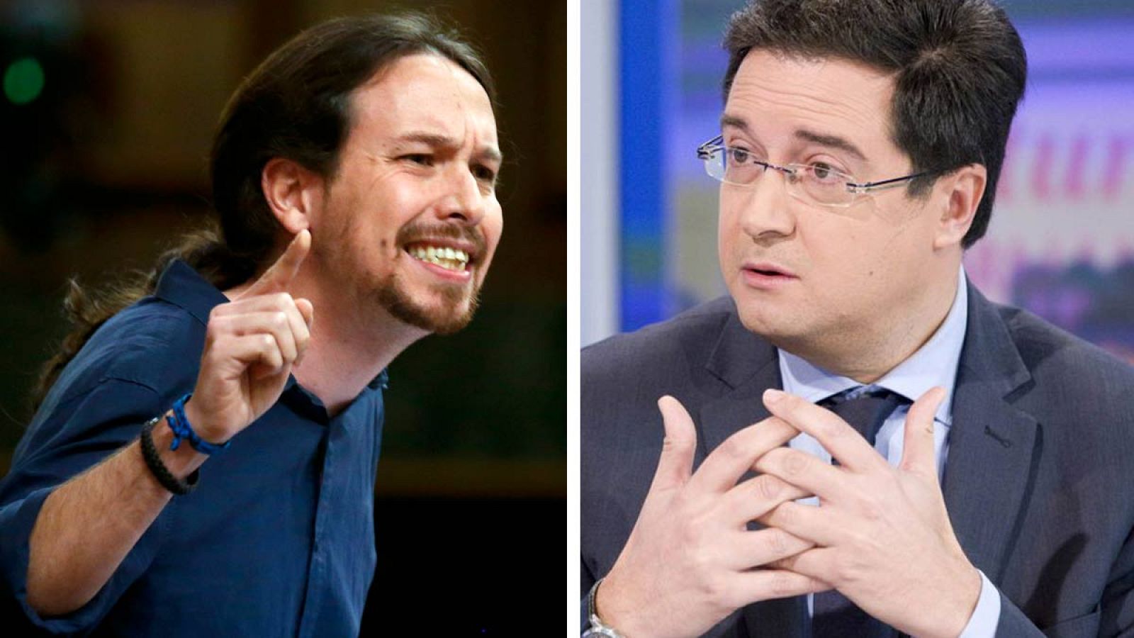 El líder de Podemos, Pablo Iglesias, y el portavoz del PSOE en el Senado, Óscar López
