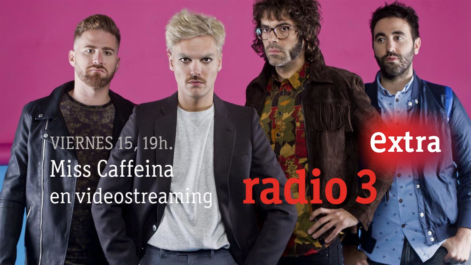 Web o app, elige dónde vas a ver esta tarde Miss Caffeina en vídeo en Radio 3 Extra.