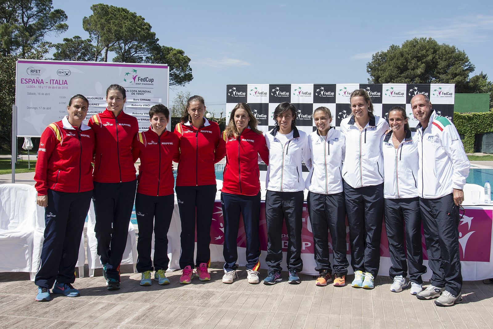 Los equipos de España e Italia de la Copa Federación en la vispera de la eliminatoria