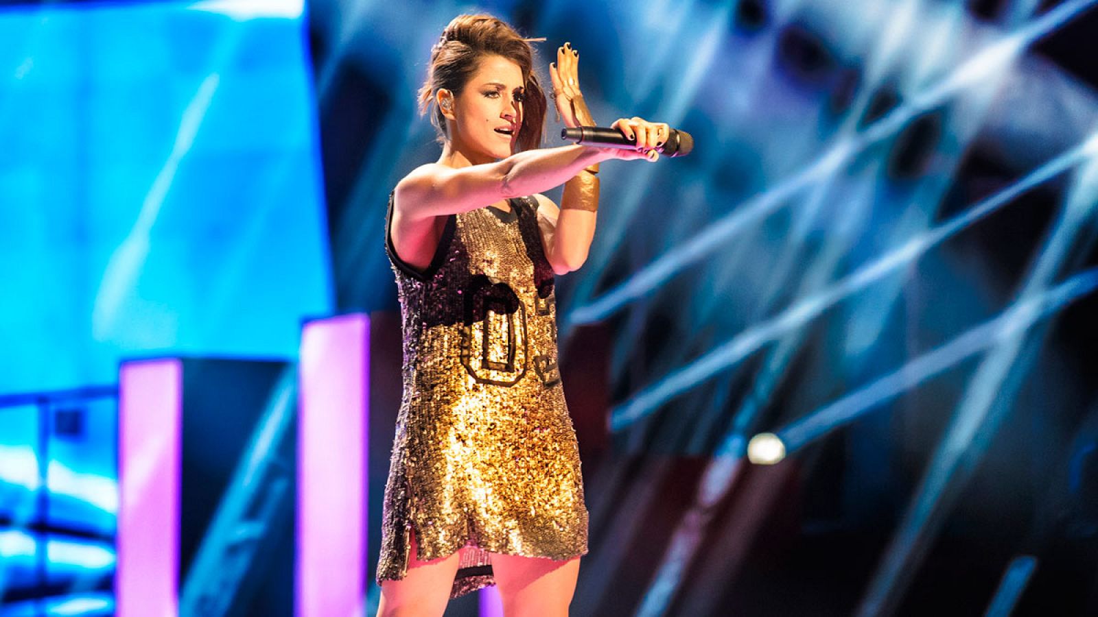 Barei, durante el tercer ensayo en Estocolmo