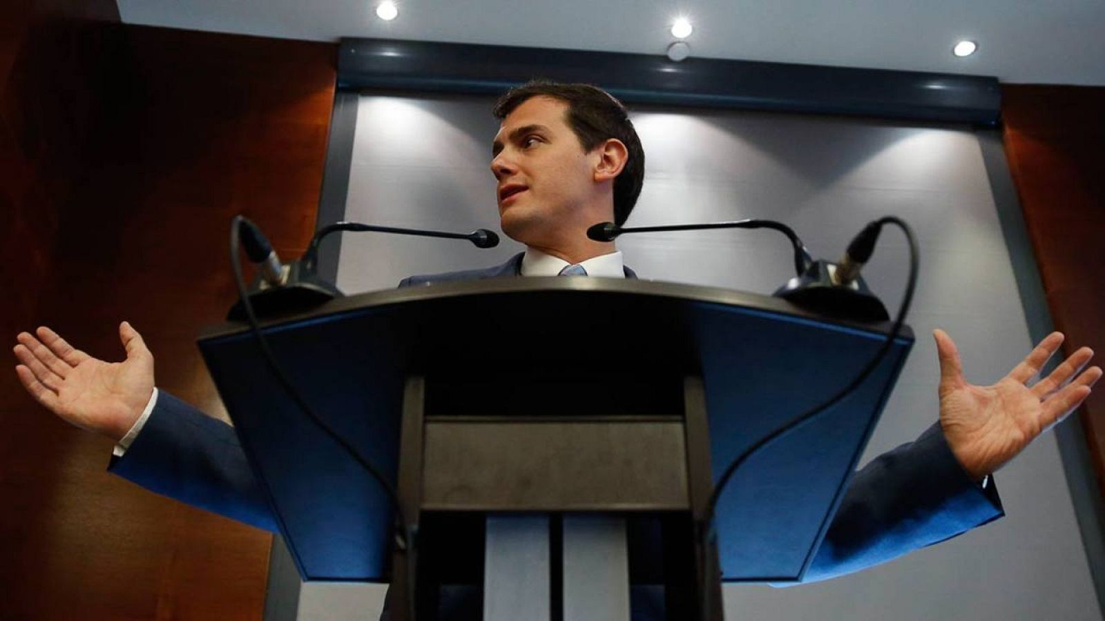 El líder de Ciudadanos, Albert Rivera, en un desayuno informativo