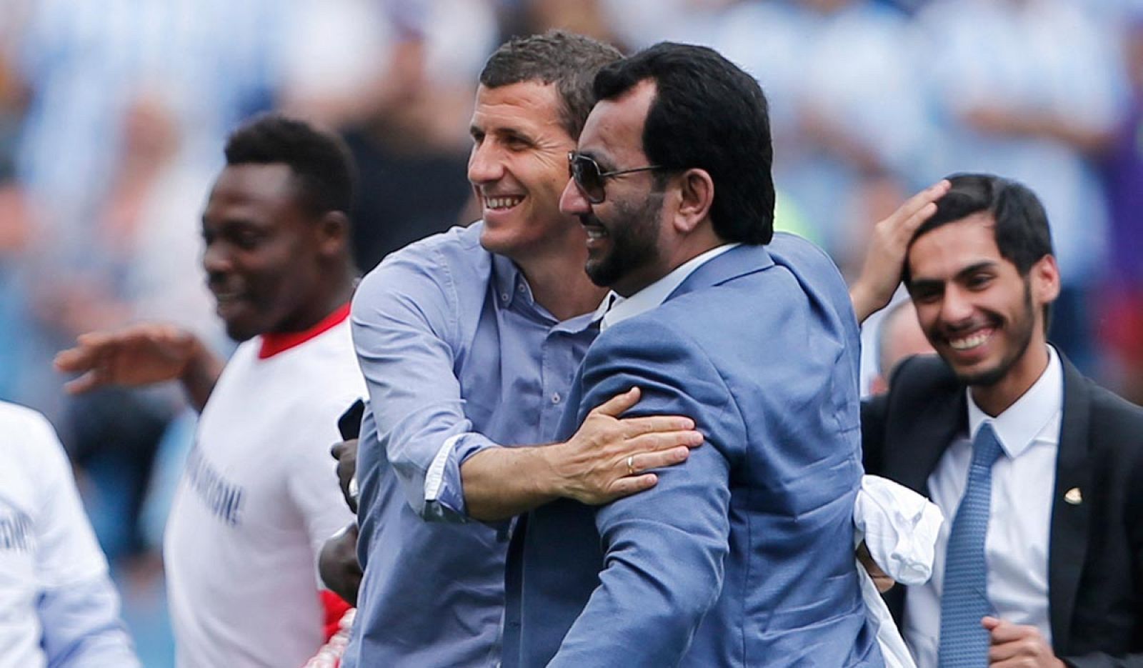 Javi Gracia en una foto de archivo con el dueño del club.