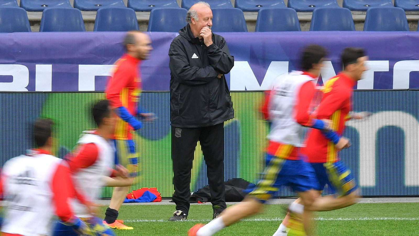 Del Bosque, en un entrenamiento de la selección