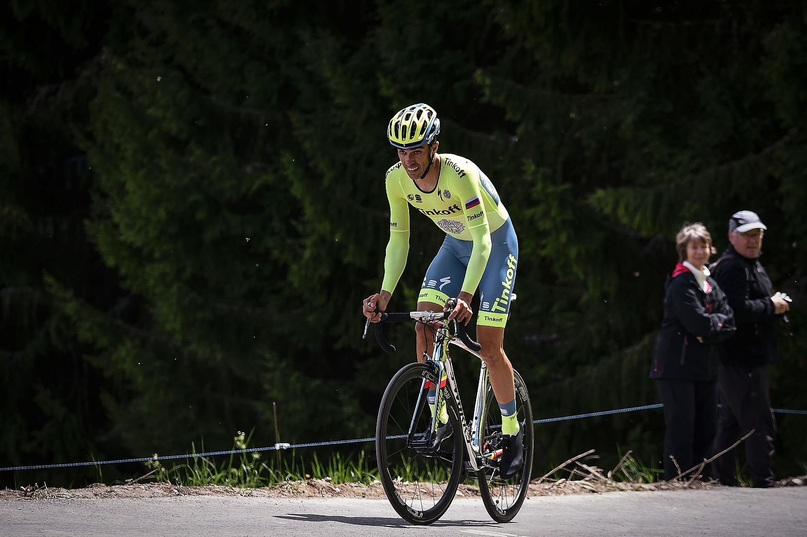 Contador durante la cronoescalada de la Dauphiné