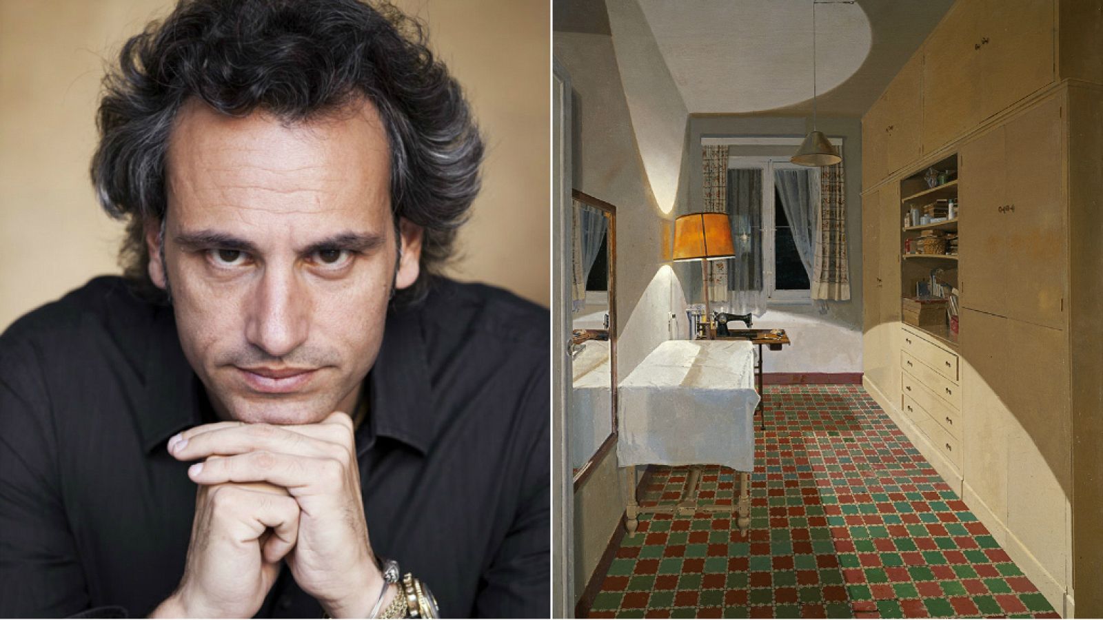 Pedro Halffter y el cuadro "Habitación de costura" de Isabel Quintanilla