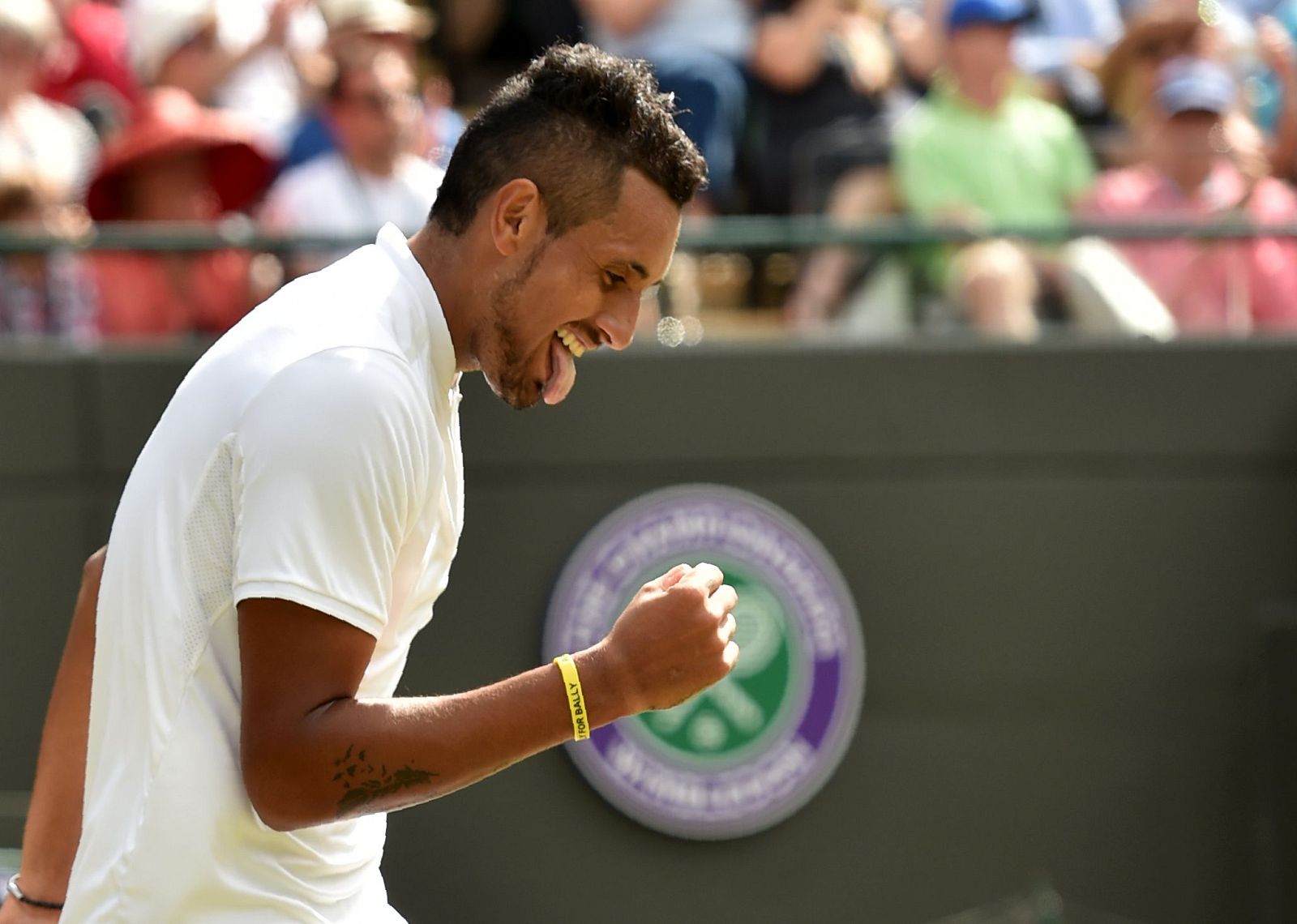 Nick Kyrgios celebra su victoria ante Feliciano en Wimbledon.