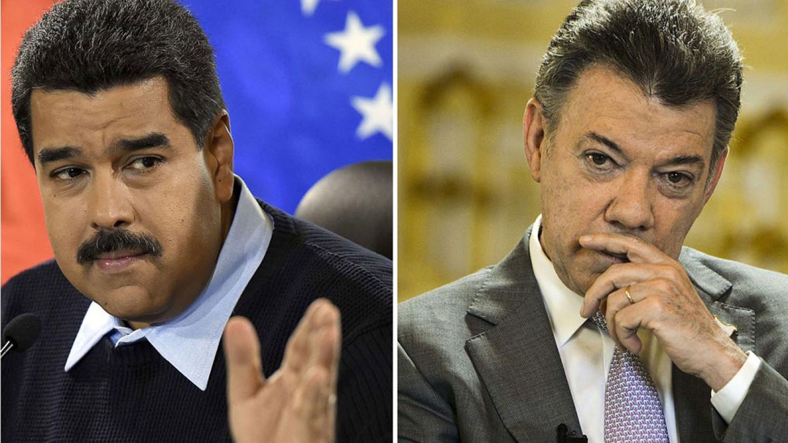 Imagen de archivo del presidente de Venezuela, Nicolás Maduro, y su homólogo colombiano, Juan Manuel Santos.