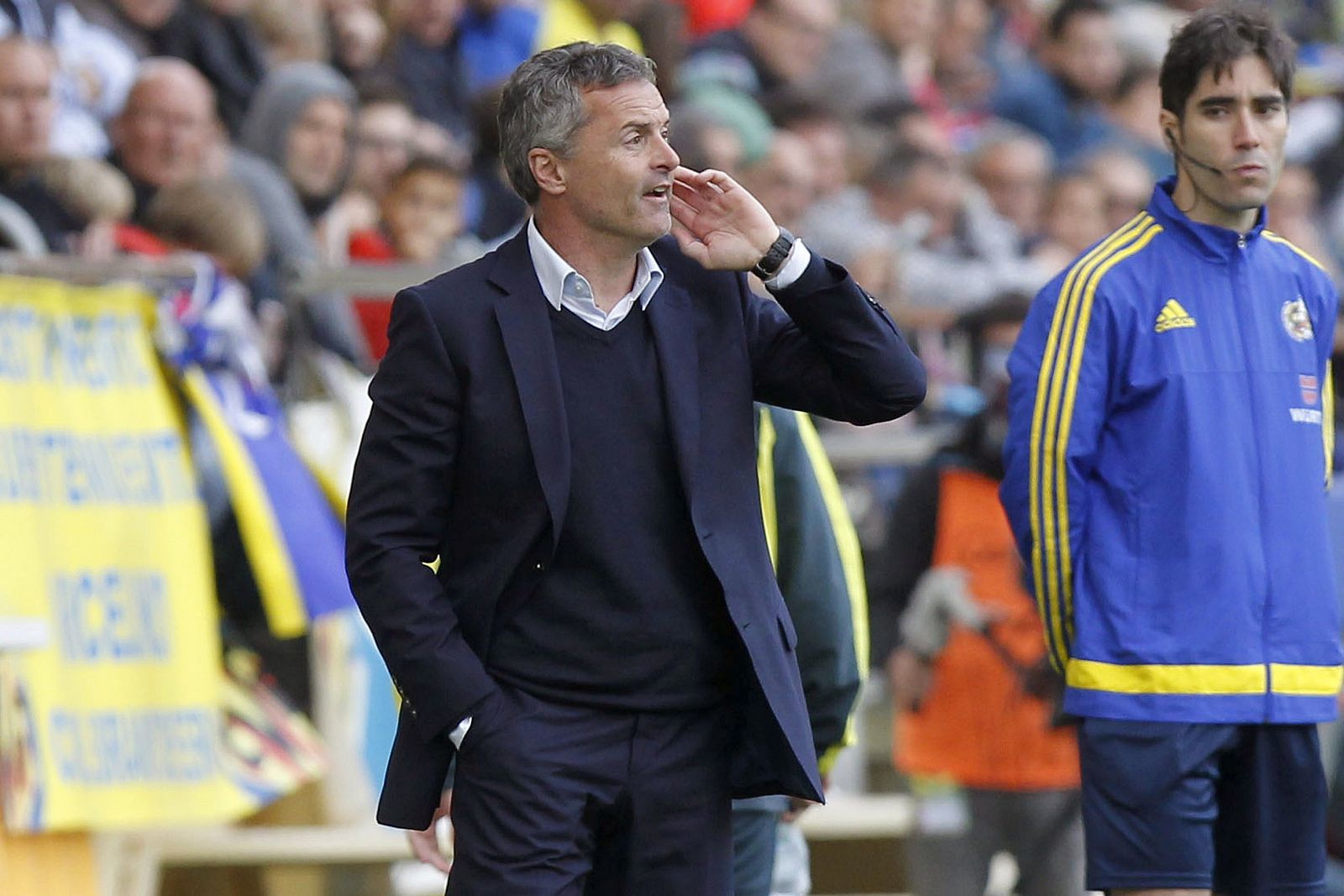 Fran Escribá en su úlitmo partido como entrenador del Getafe ante el Villarreal.