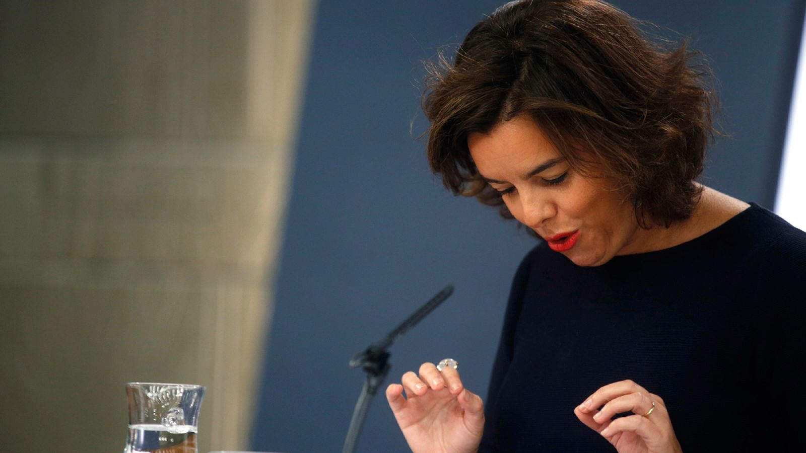 Soraya Sáenz de Santamaría, en la rueda de prensa posterior al Consejo de Ministros
