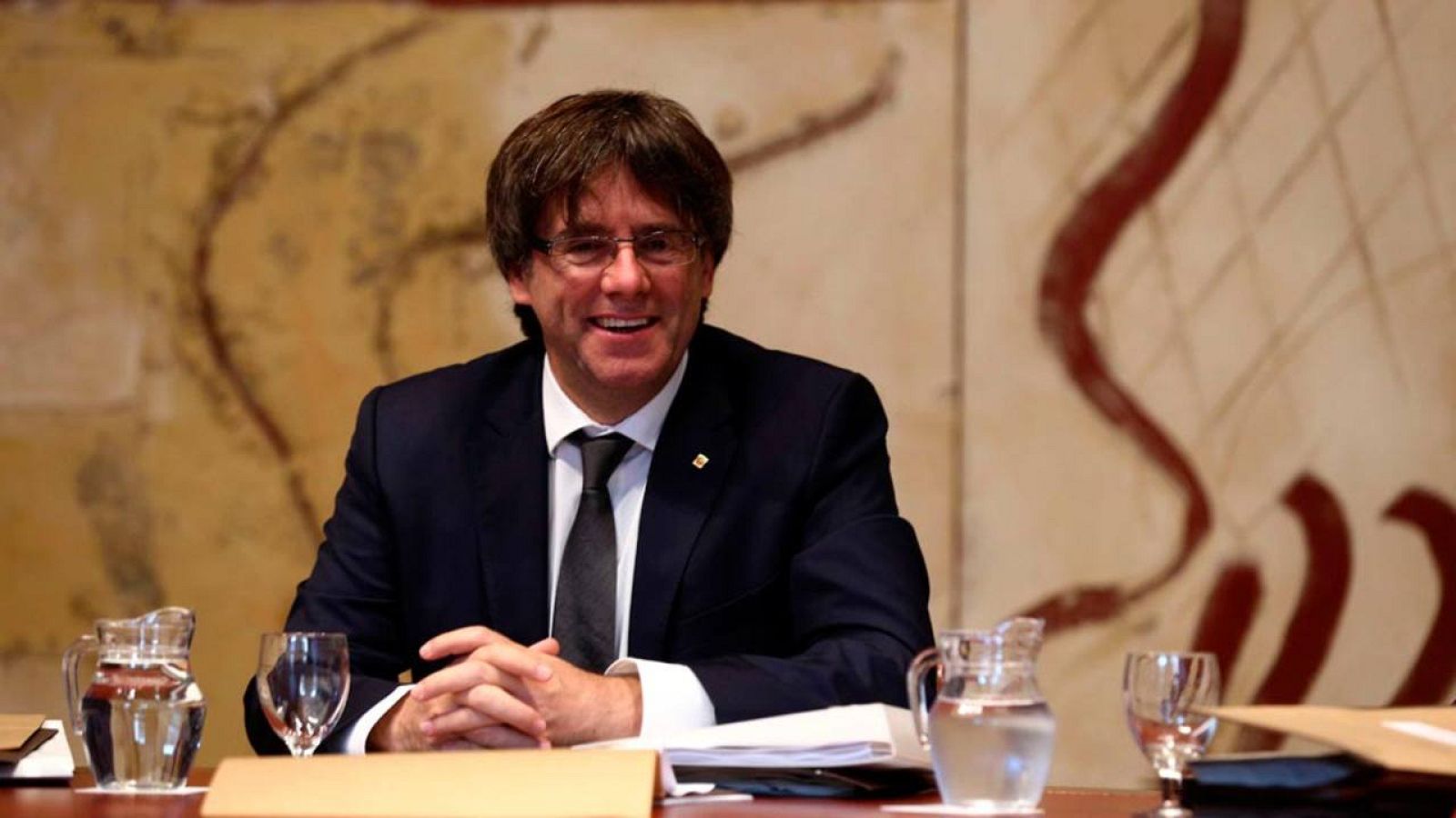 Carles Puigdemont, durante la reunión semanal del gobierno catalán