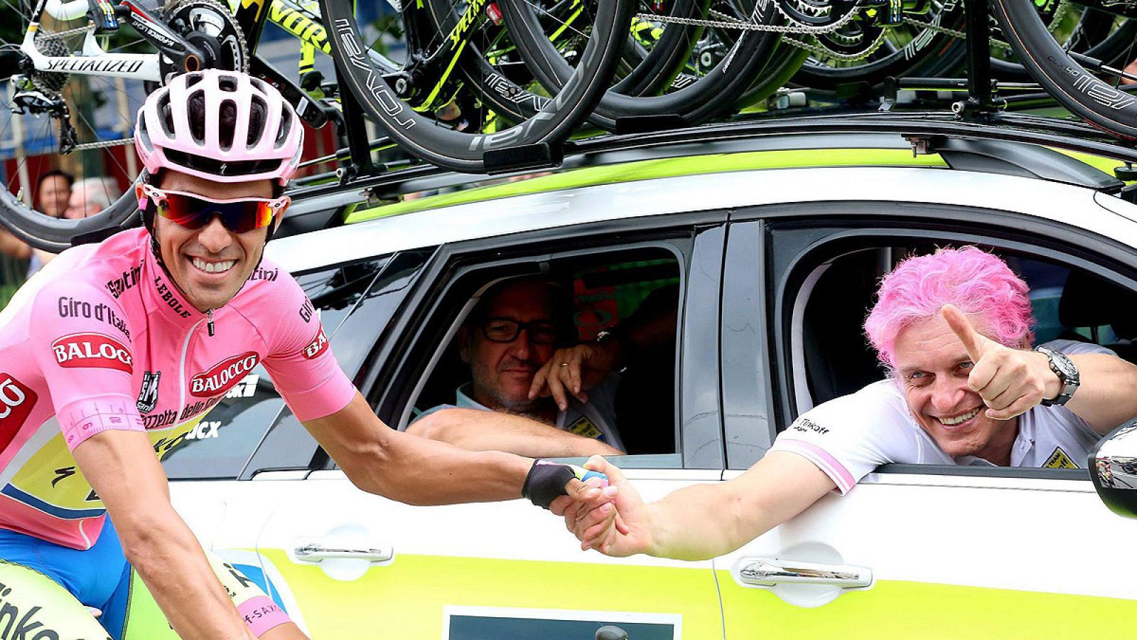 Alberto Contador con el empresario dueño del Tinkoff, Oleg Tinkov