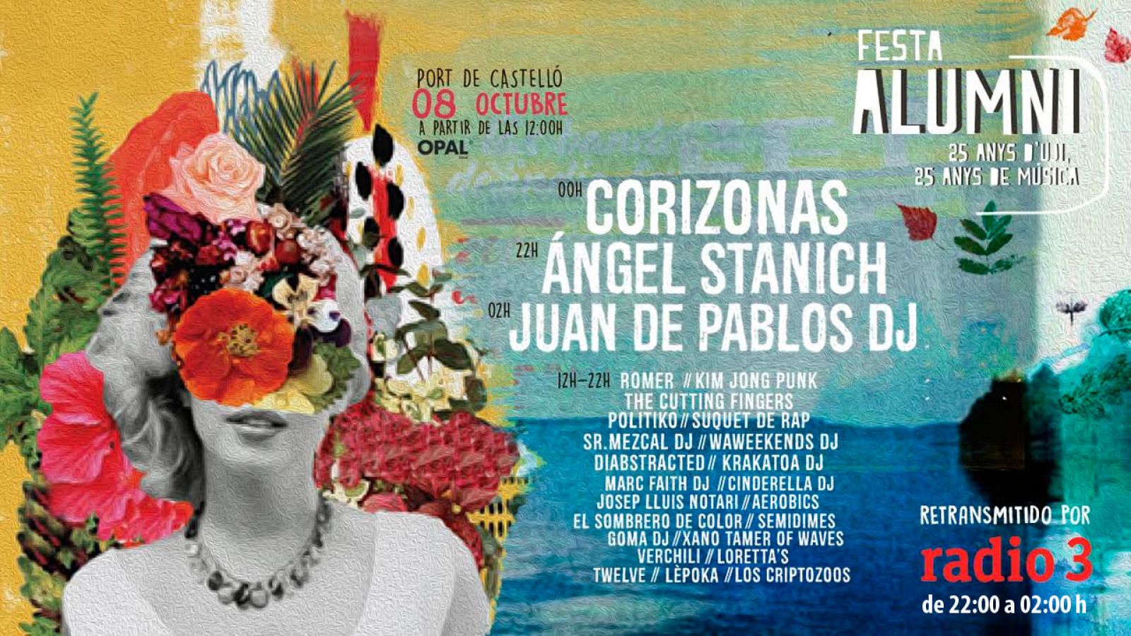 Cartel de la fiesta de Radio 3 y la Universidad Jaume I en Castellón