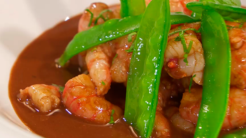 Receta de gambas con chocolate 