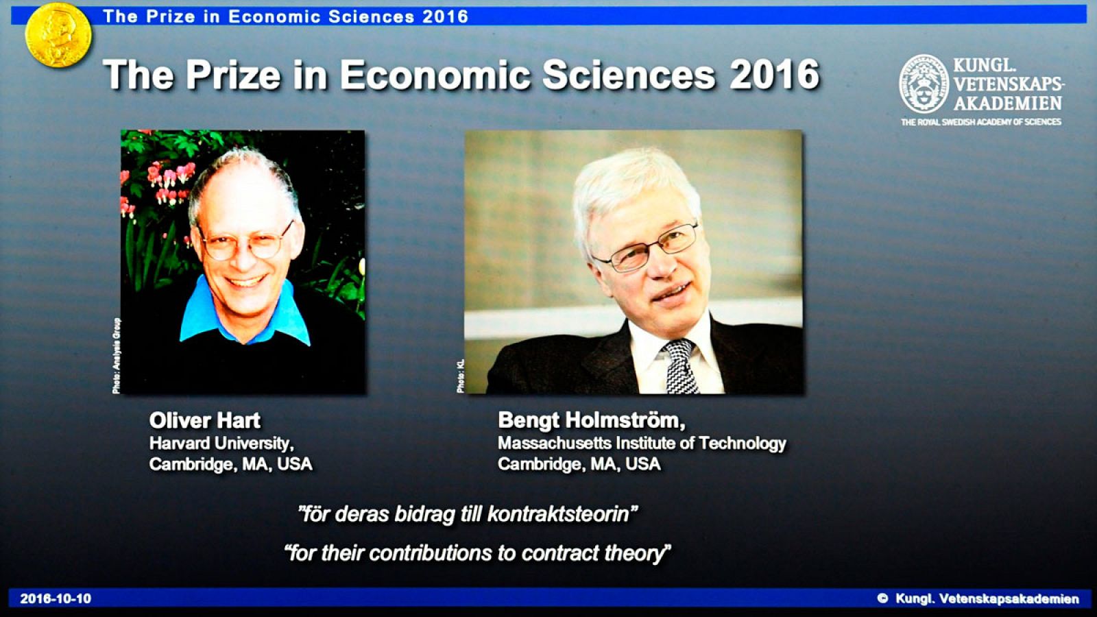 Los ganadores del Nobel de Economía 2016, Oliver Hart y Bengt Holmström