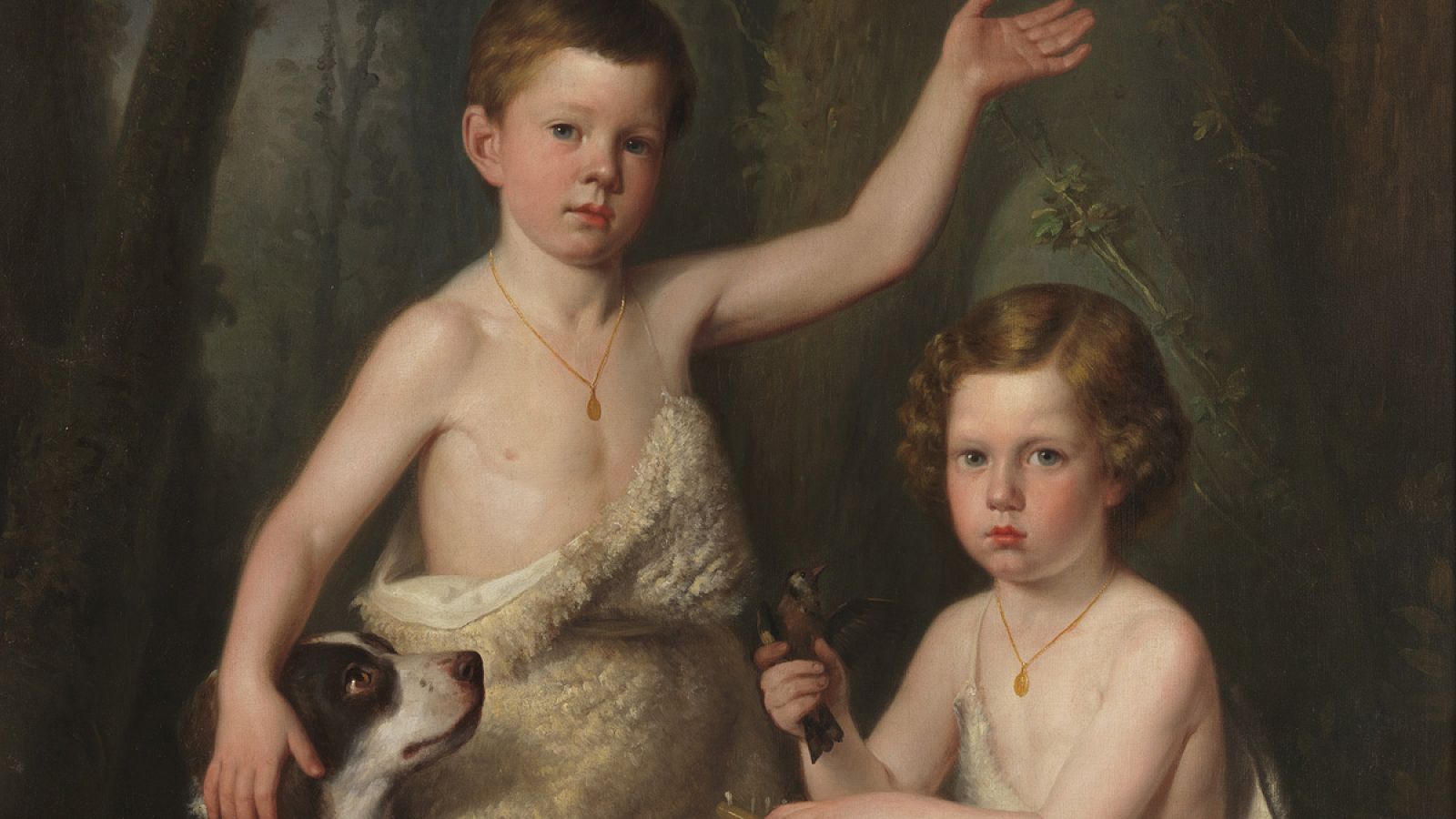 Detalle de 'Raimundo Roberto y Fernando José, hijos la infanta Josefa Fernanda de Borbón (1855), de Esquivel.