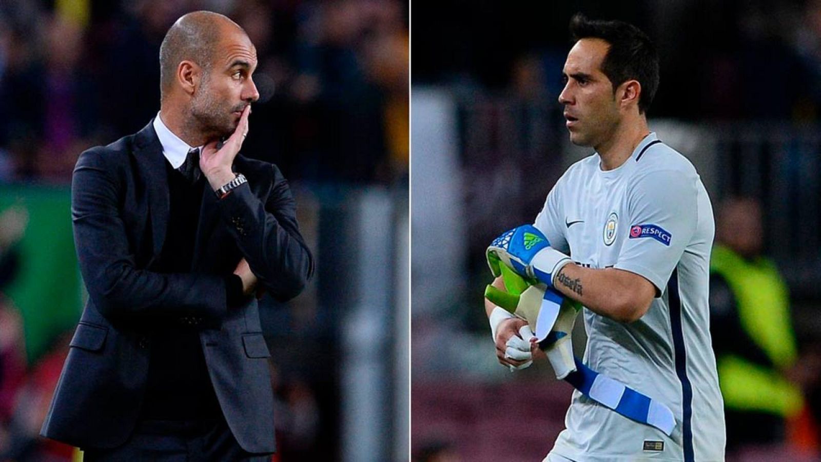 Pep Guardiola y Claudio Bravo, protagonistas en la derrota del City