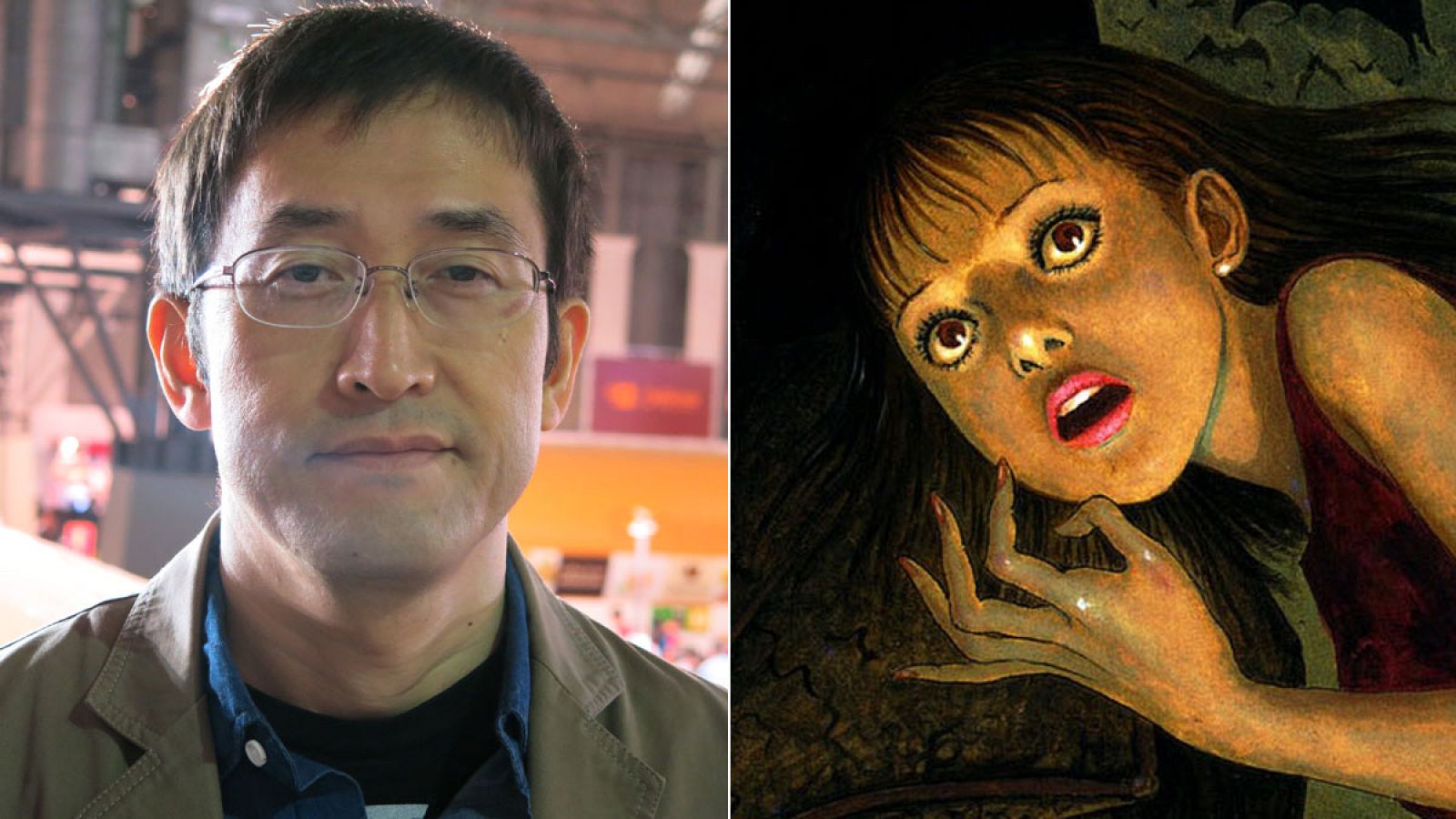 Junji Ito en el Salón del Manga y fragmento de una de sus portadas