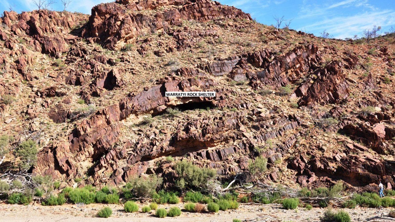 Imagen del refugio rocoso de Warratyi, en una garganta de la zona conocida como Flinders Ranges.