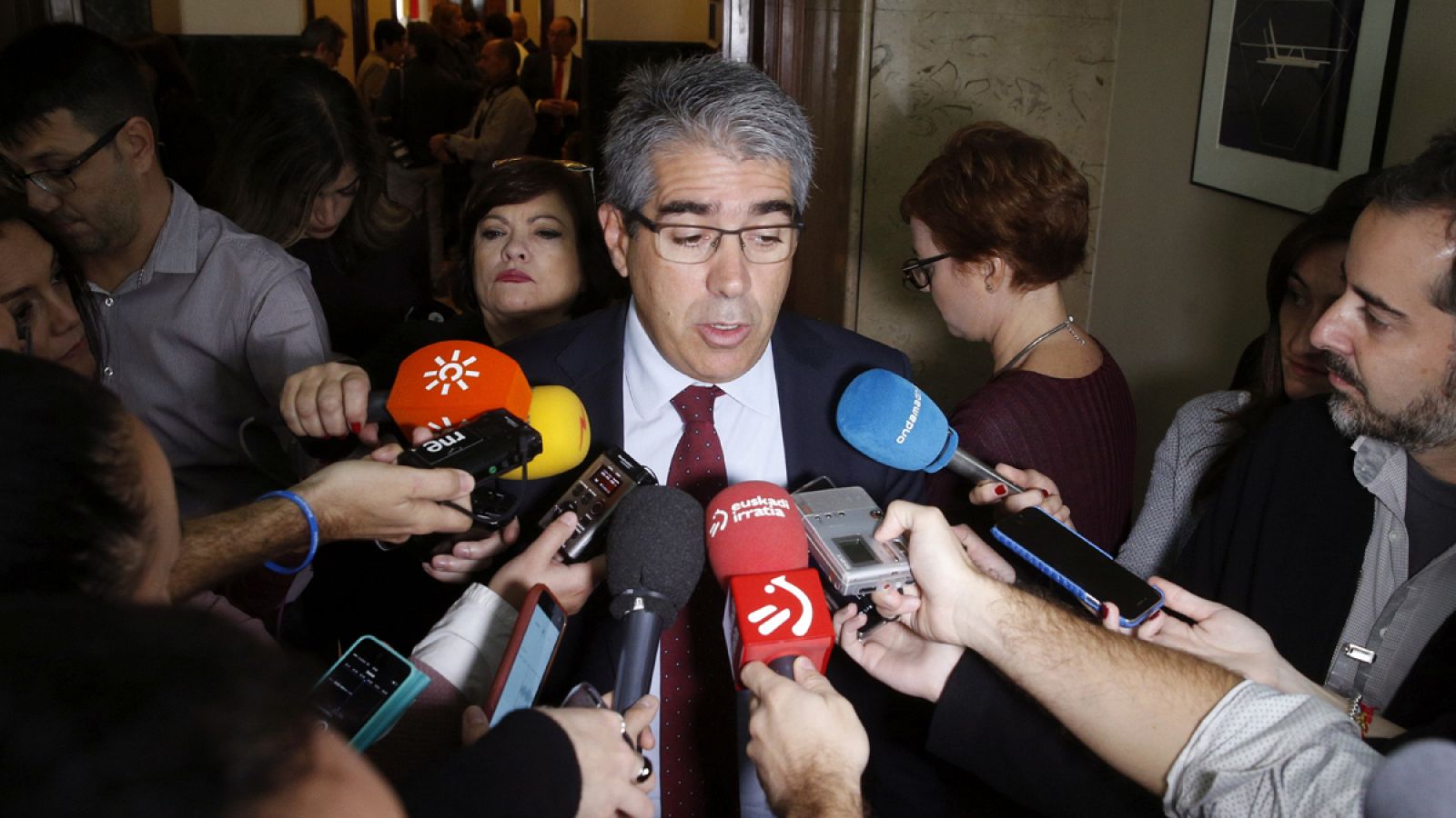 El portavoz del PDECat, Francesc Homs, a su llegada este martes a la reunión de Junta de Portavoces del Congreso
