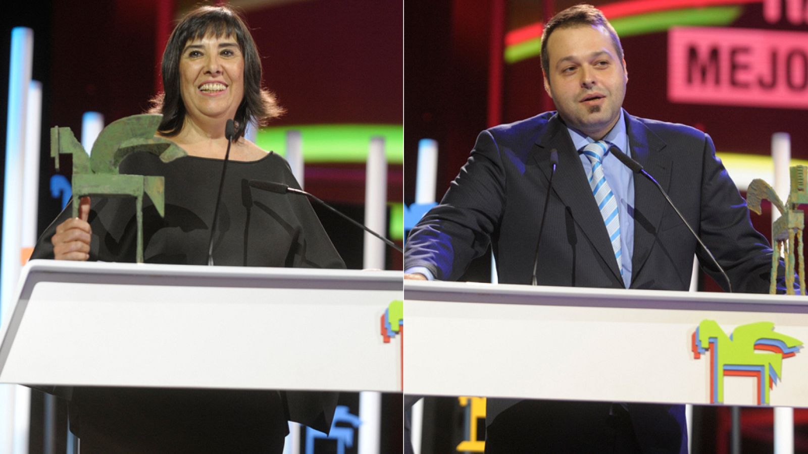 Nieves Concostrina y Martín Llade, recogiendo su premio Ondas 2016.