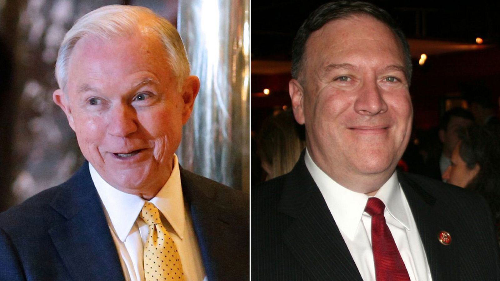 Jeff Sessions y Mike Pompeo, miembros del gobierno anunciado por Trump