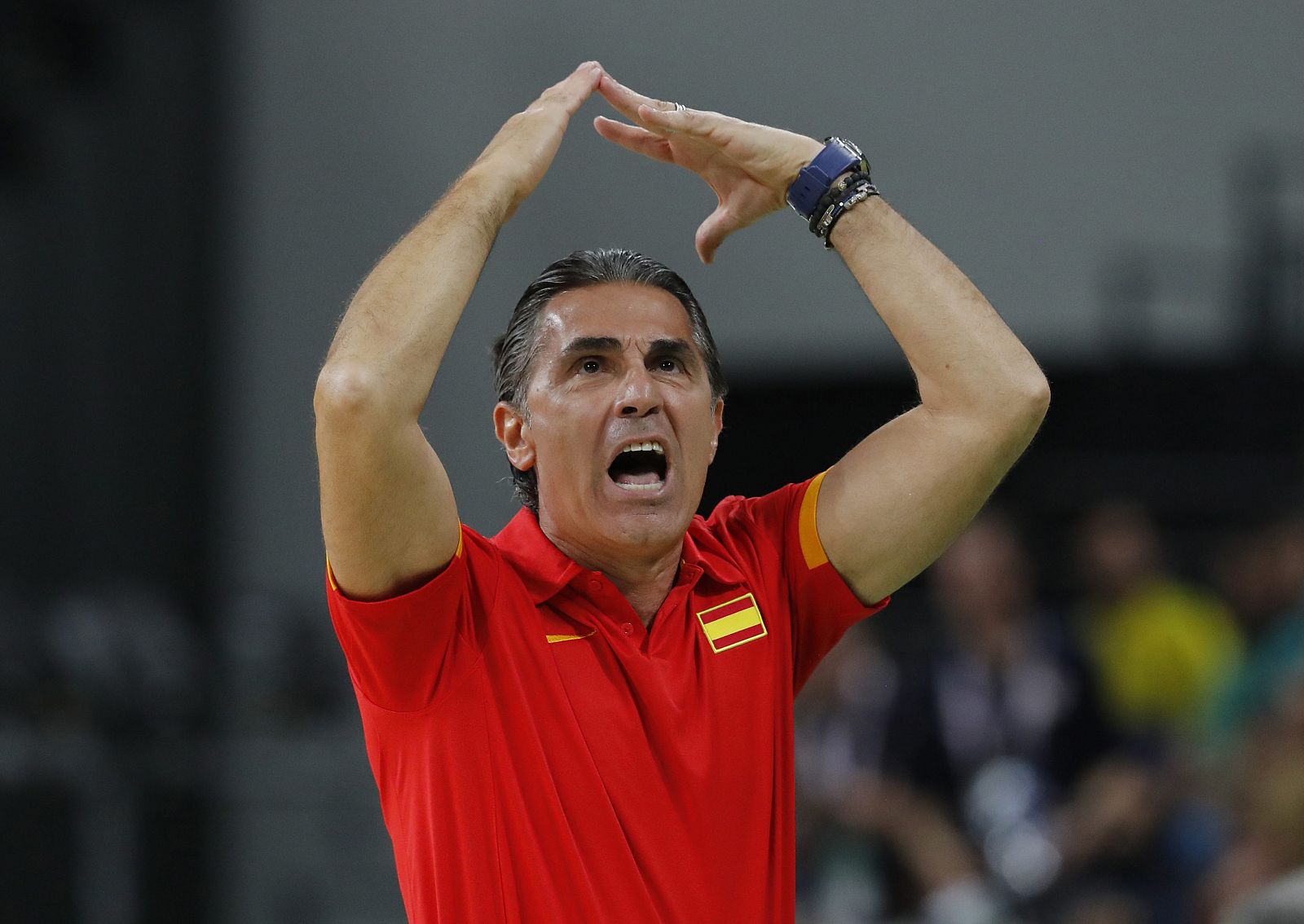 El entrenador de España, Sergio Scarioli, durante un partido de la selección.