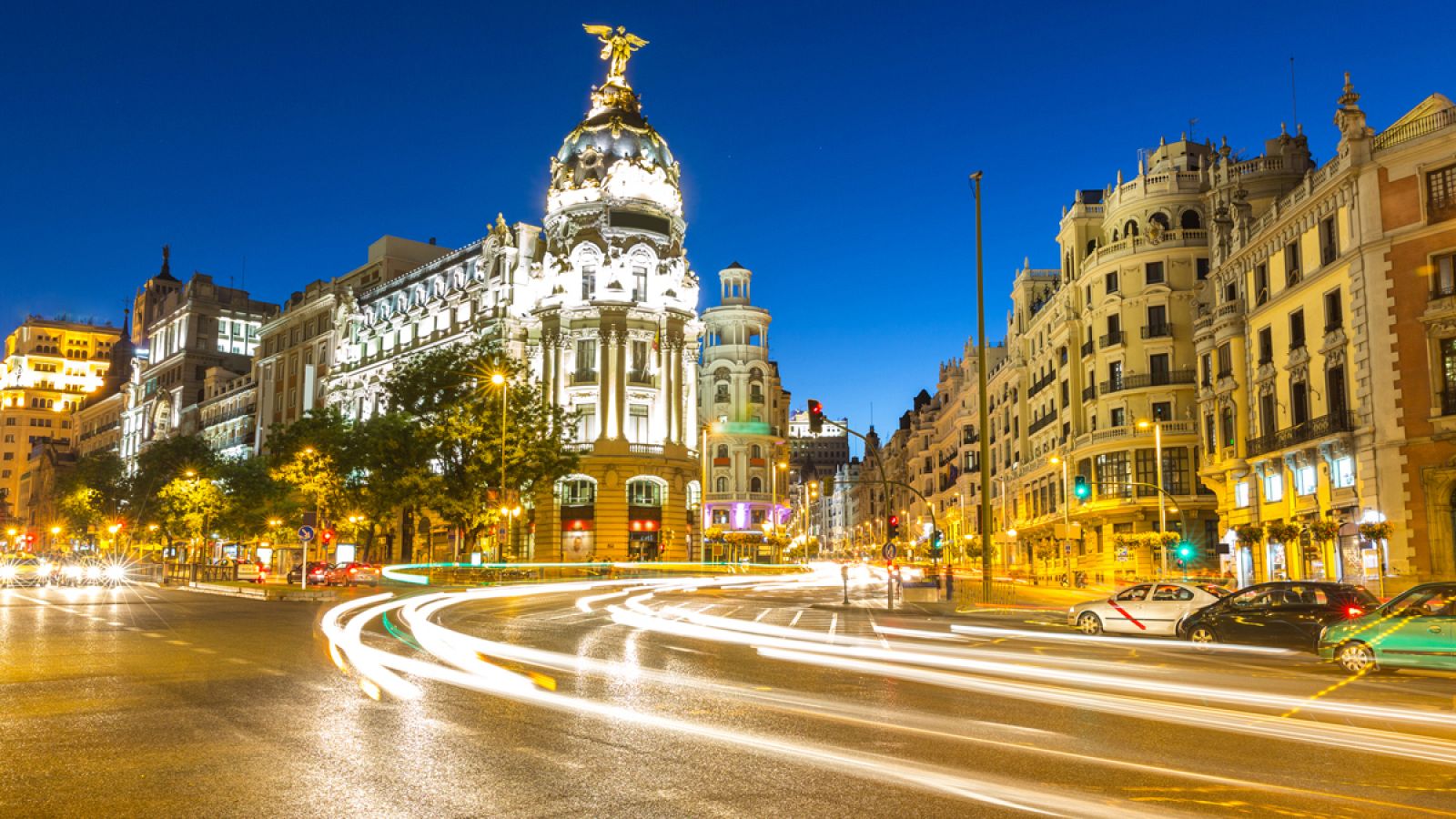 Imagen del tráfico en la Gran Vía de Madrid.
