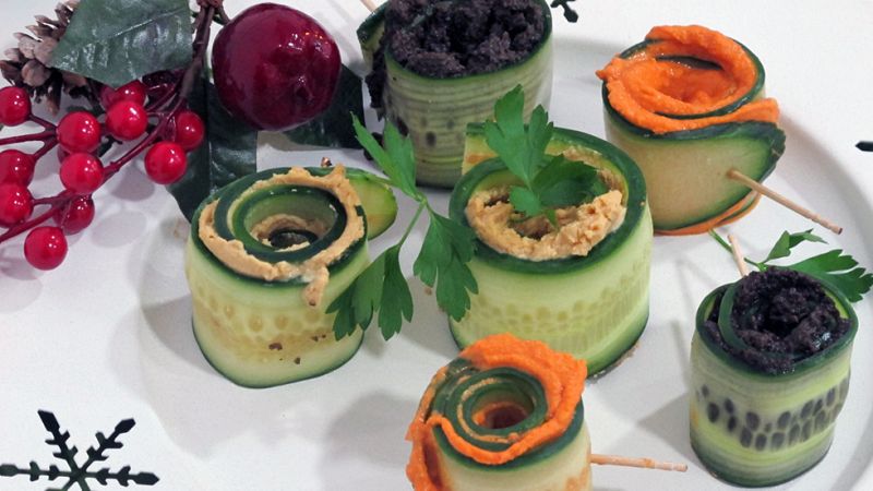 Recetas de Navidad | Rollitos de pepino con pats vegetales