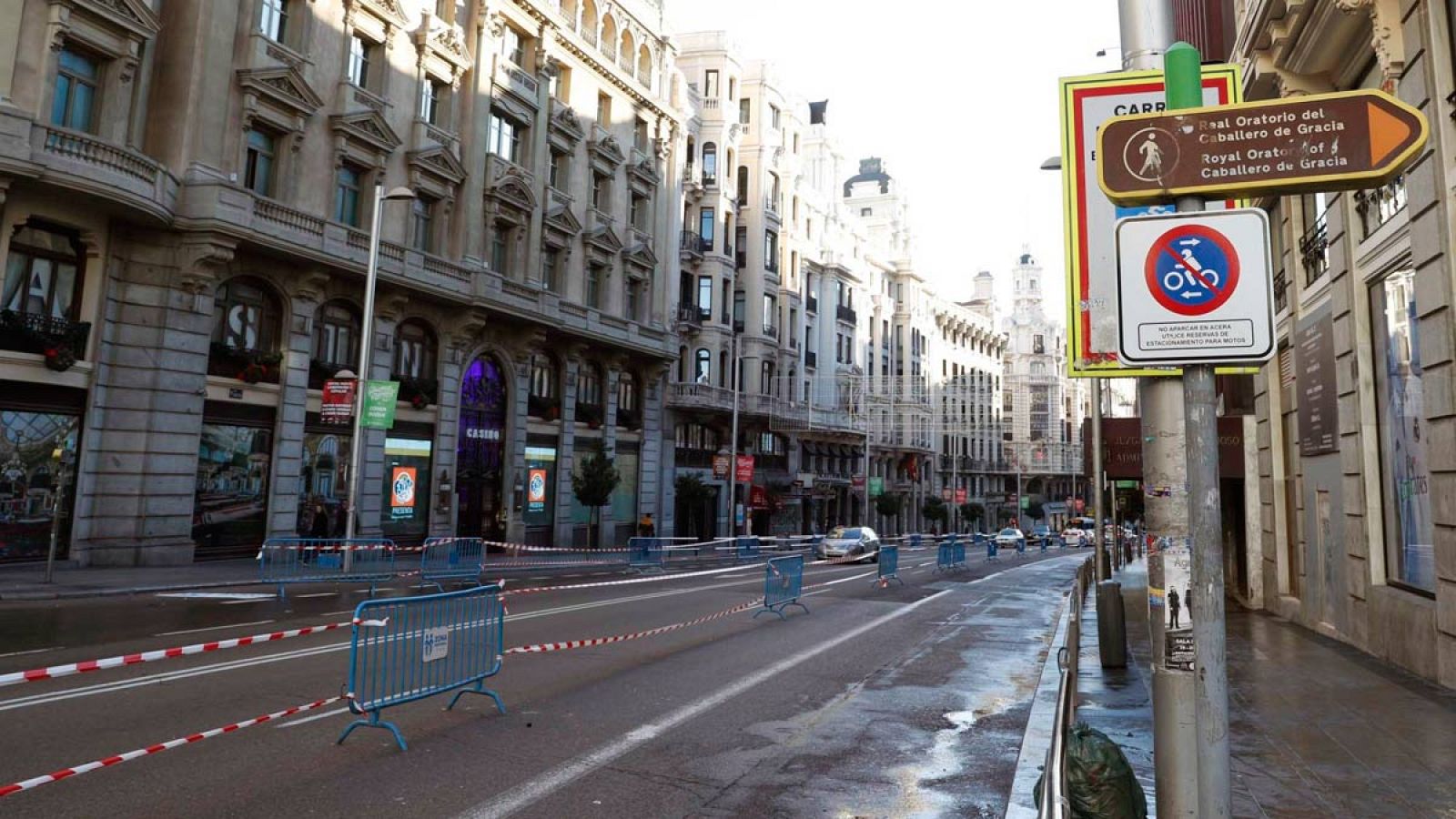 Cortes al tráfico en Gran Vía