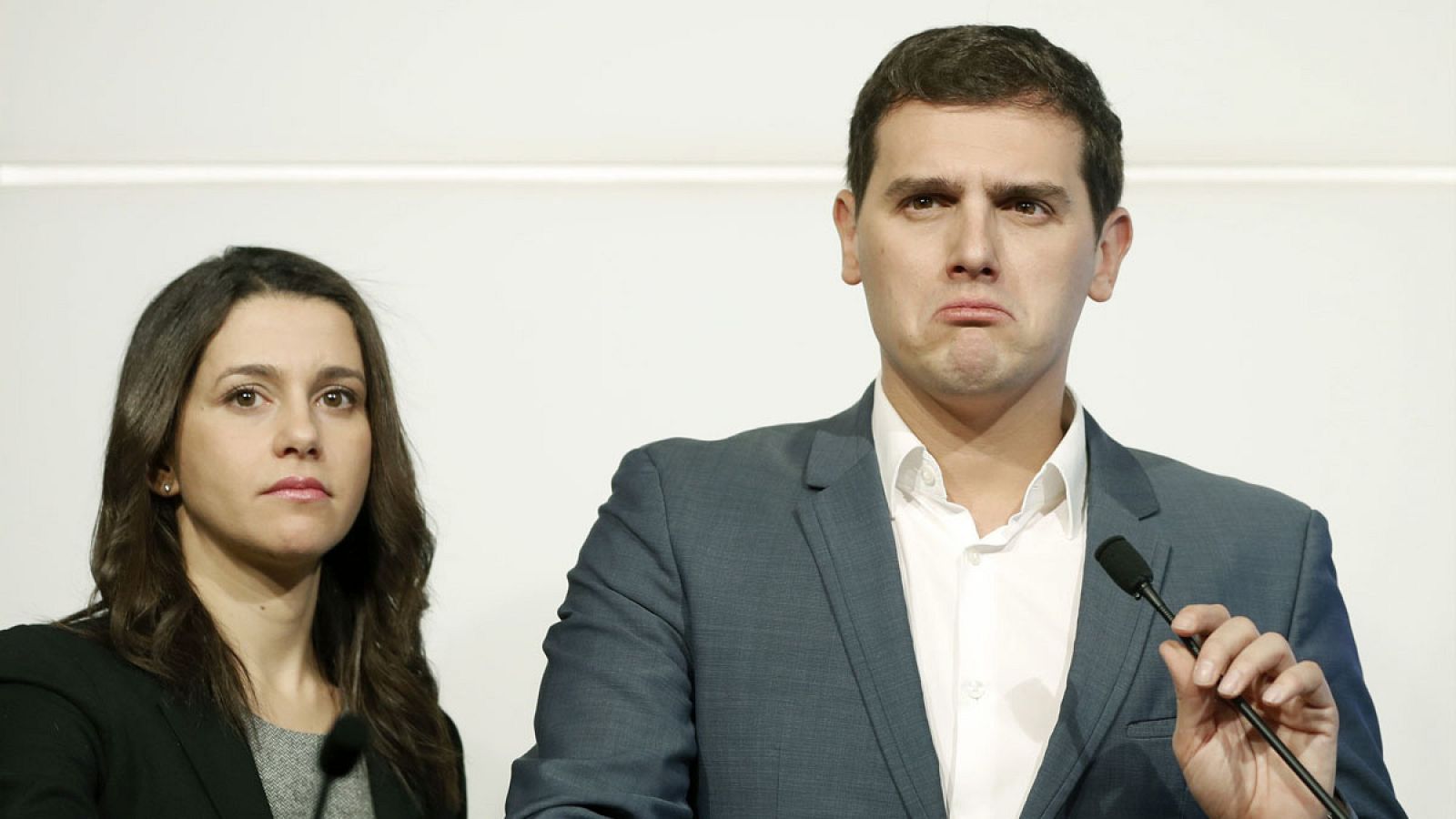 El presidente de Ciudadanos, Albert Rivera, junto a la líder del partido en Cataluña, Inés Arrimadas