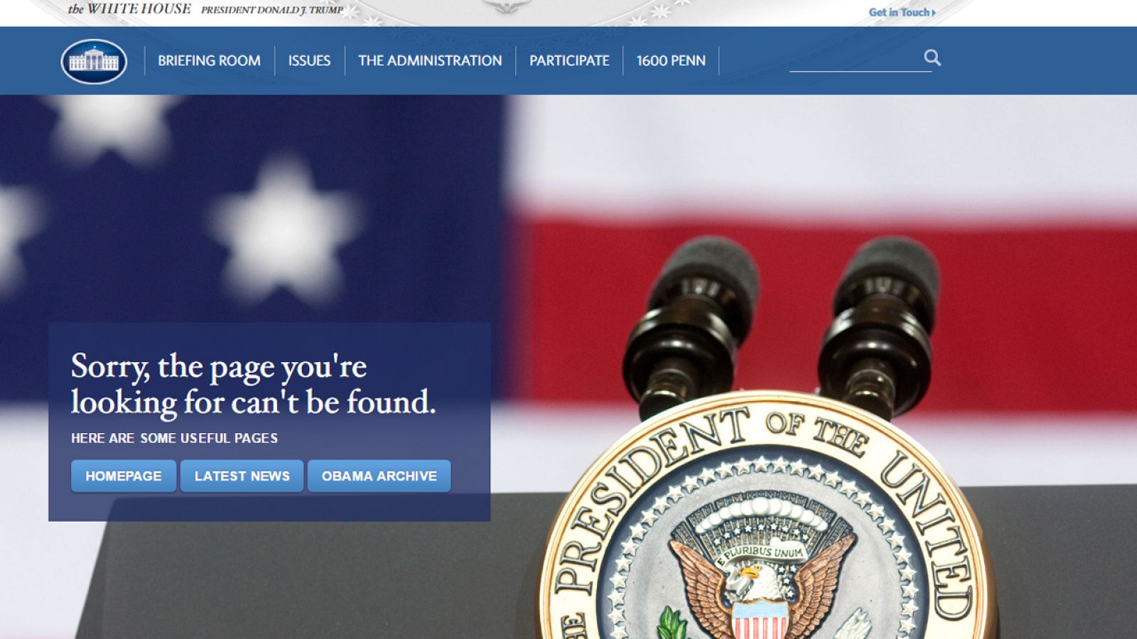 Captura del estado actual de la versión en español de la web de la Casa Blanca