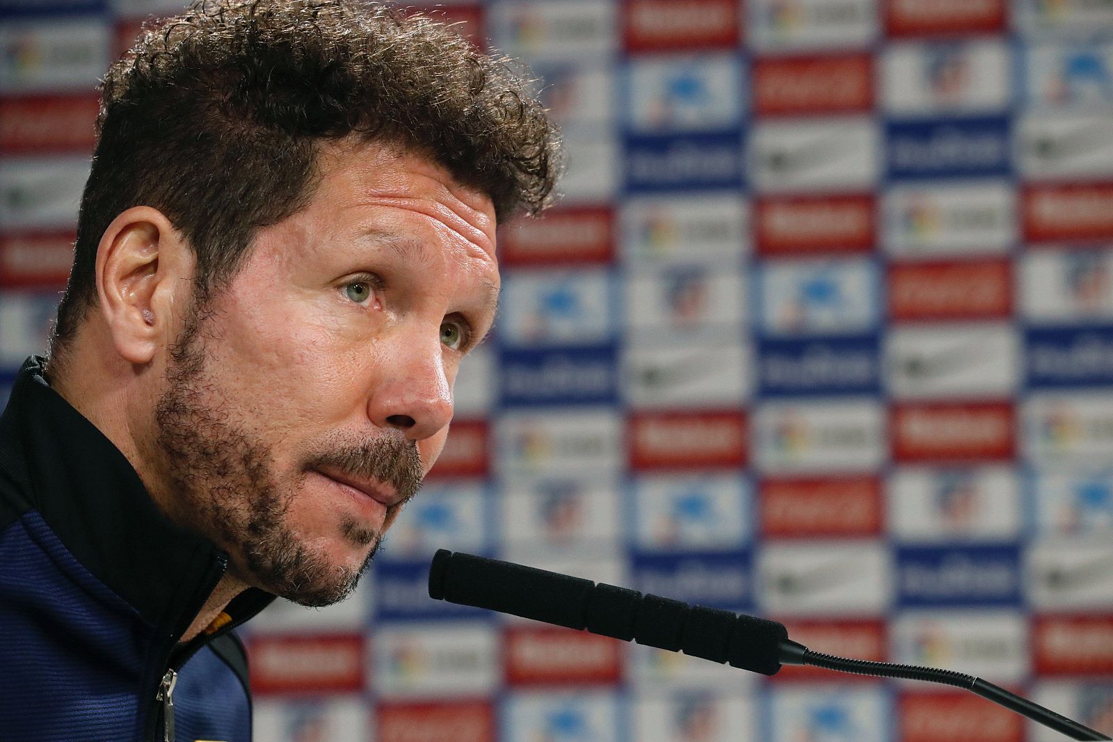El entrenador argentino del Atlético durante la rueda de prensa.