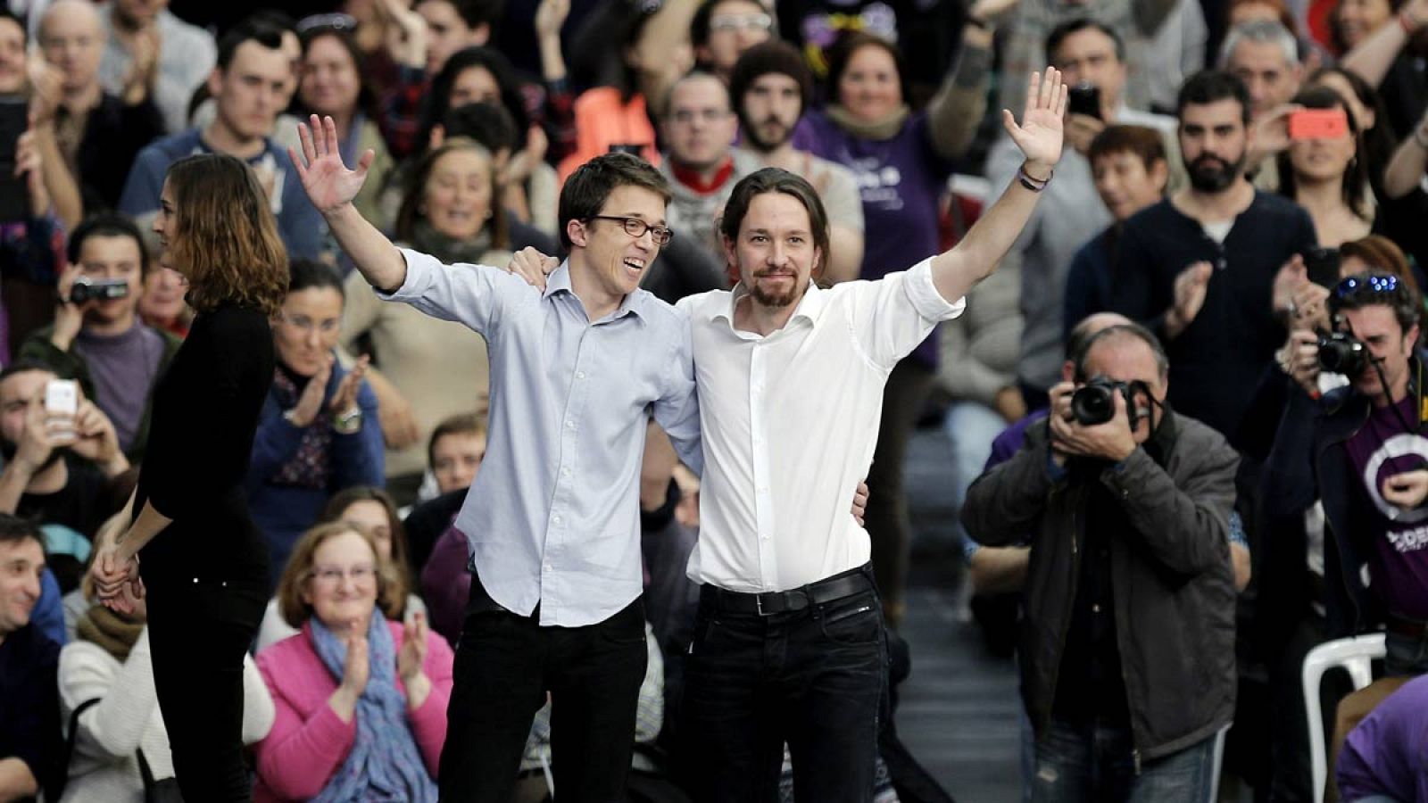 El líder y número dos de Podemos, Pablo Iglesias e Íñigo Errejón