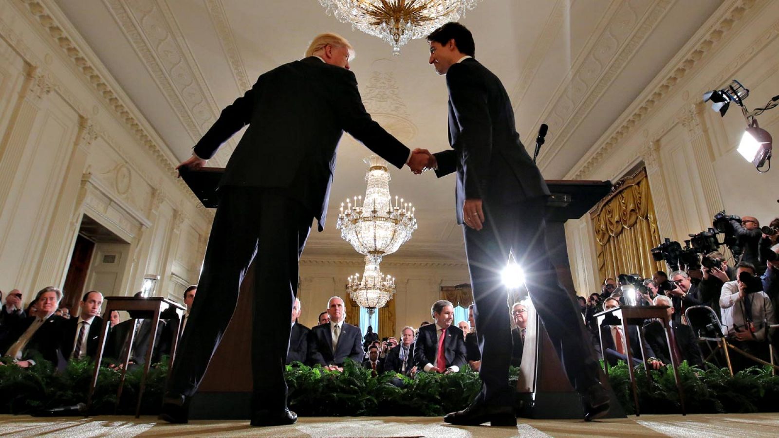 El presidente de Estados Unidos, Donald Trump, y el primer ministro de Canadá, Justin Trudeau