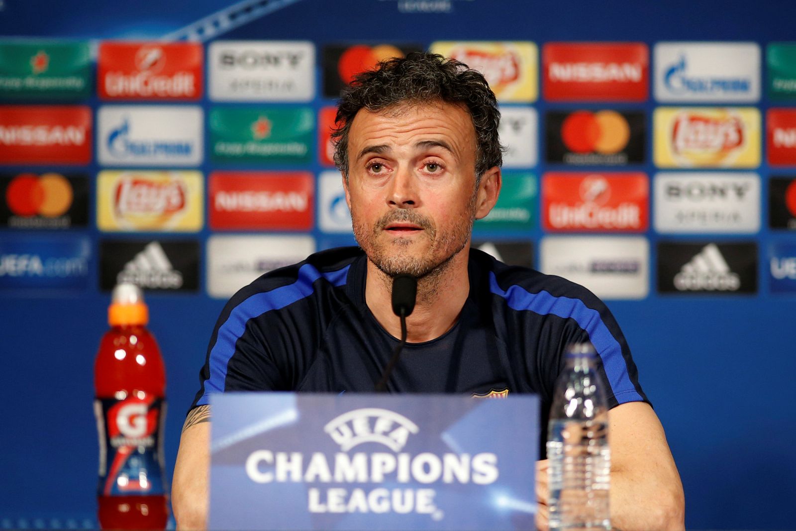 Luis Enrique durante la rueda de prensa previa al partido ante el PSG.