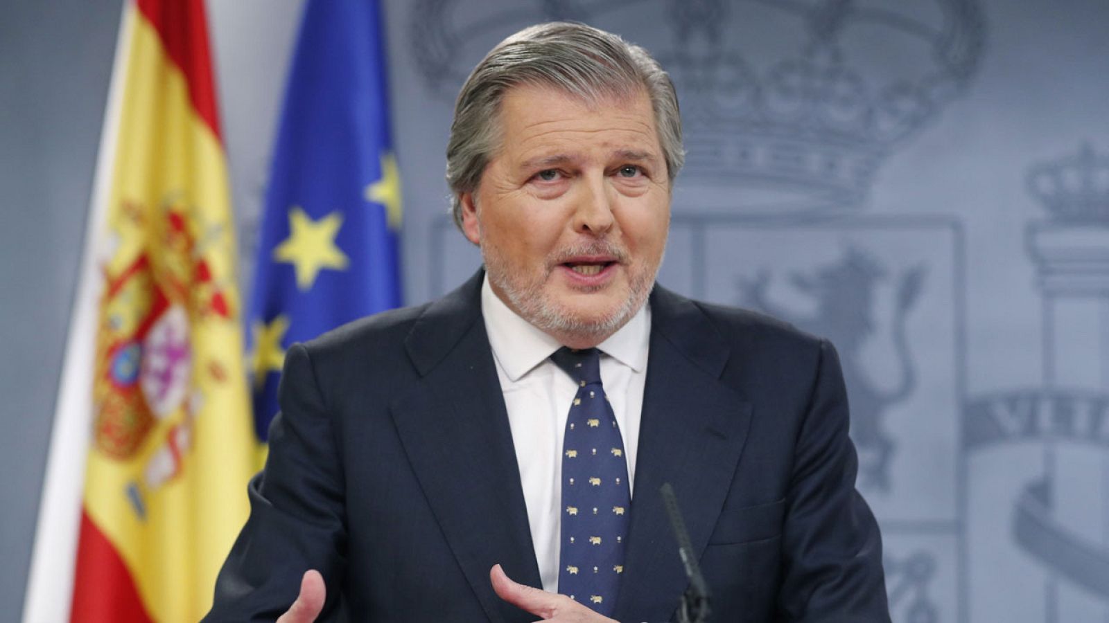 El portavoz del Gobierno, Íñigo Méndez de Vigo, durante la rueda de prensa posterior a la reunión del Consejo de Ministros