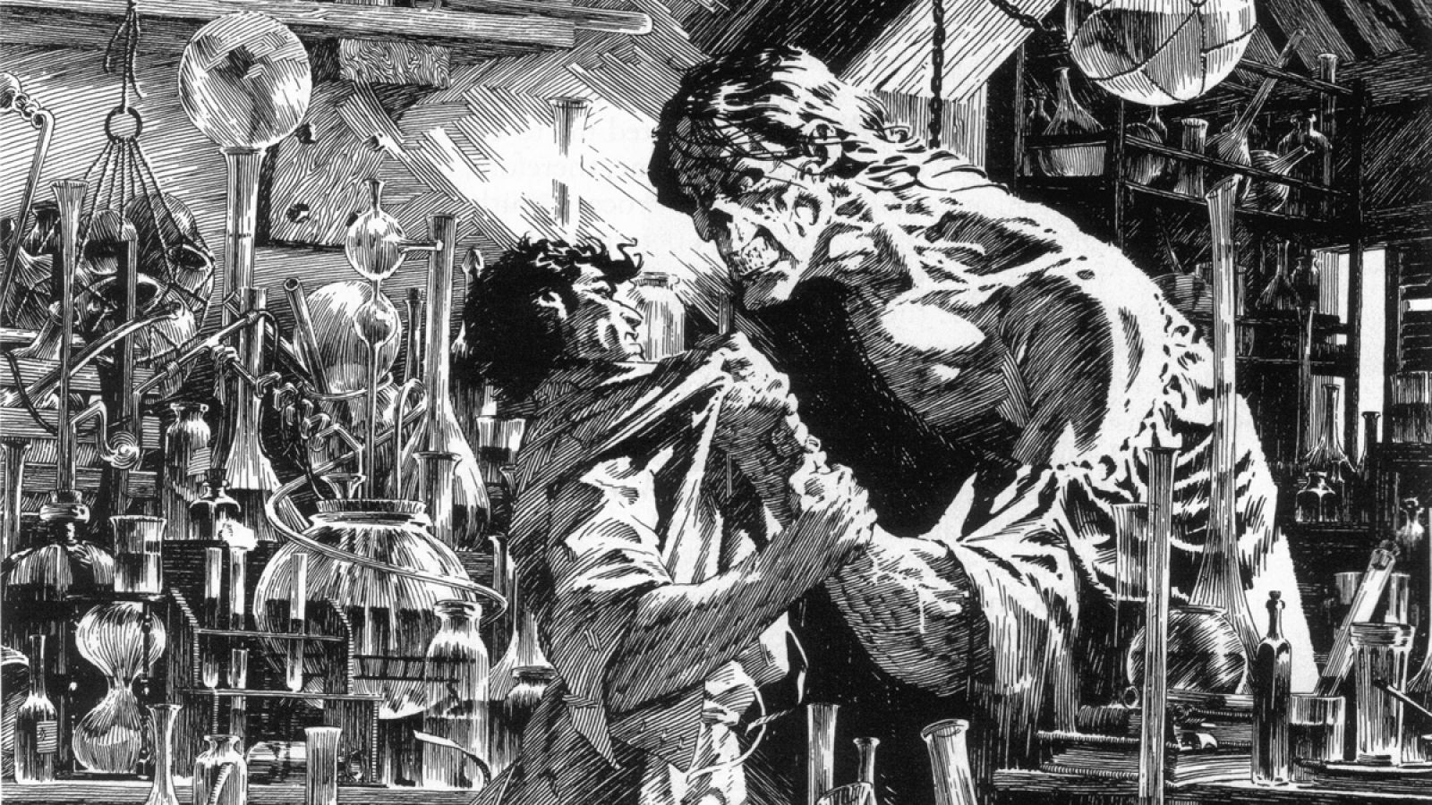 Fragmento de una ilustración de Bernie Wrightson para 'Frankenstein'