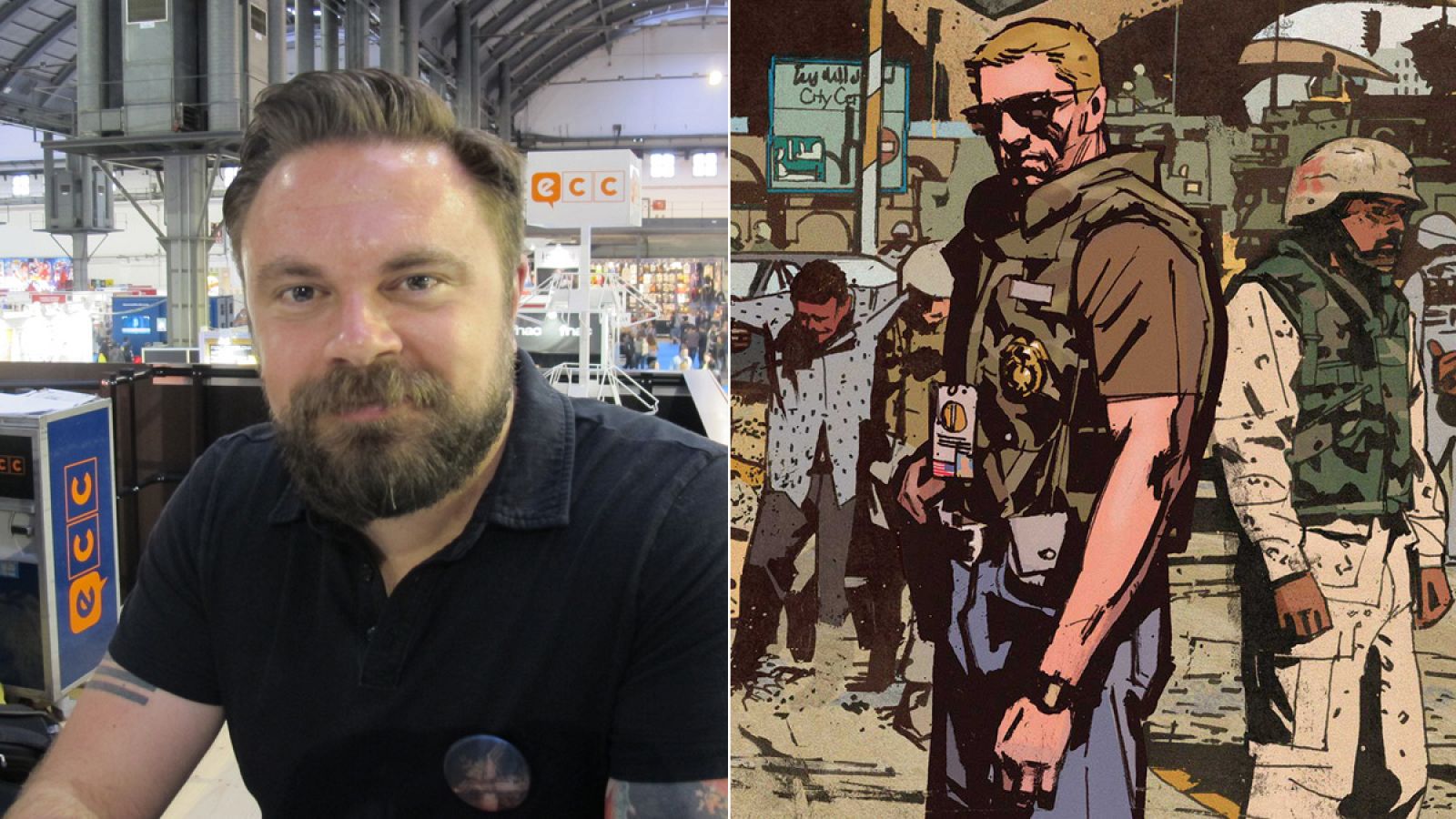 Mitch Gerads y una imagen de 'El Sheriff de Babilonia'