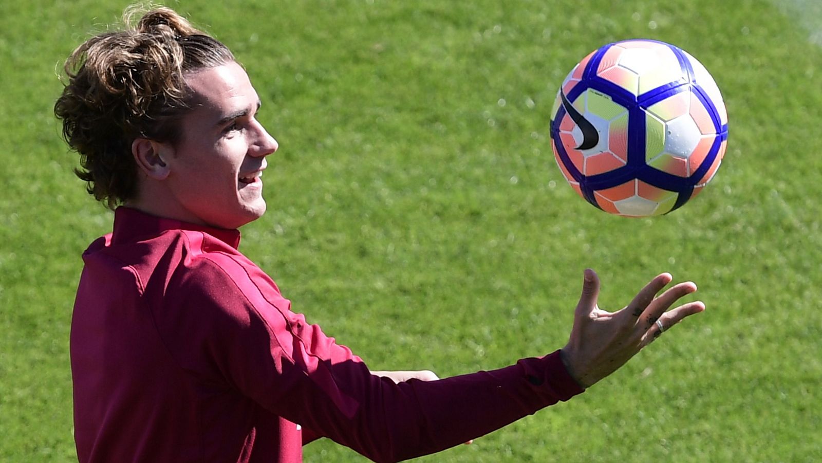 El jugador francés Antoine Griezmann, en un entrenamiento del Atlético de Madrid