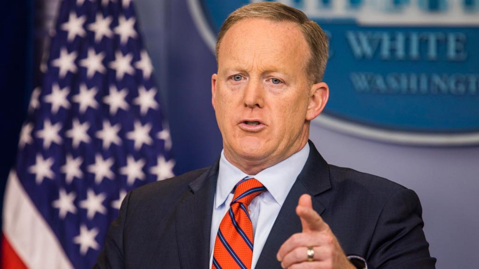 El portavoz de la Casa Blanca, Sean Spicer, durante la rueda de prensa de este martes