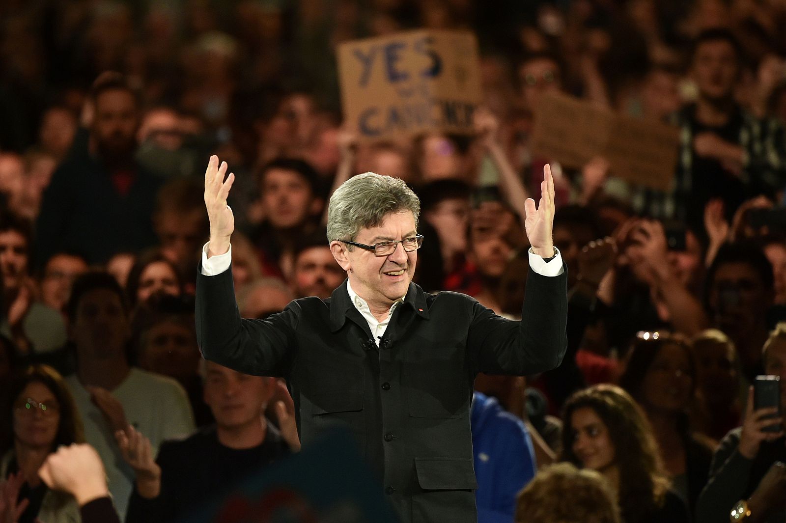 El candidato de La Francia Insumisa, Jean-Luc Mélenchon, en un mitin reciente