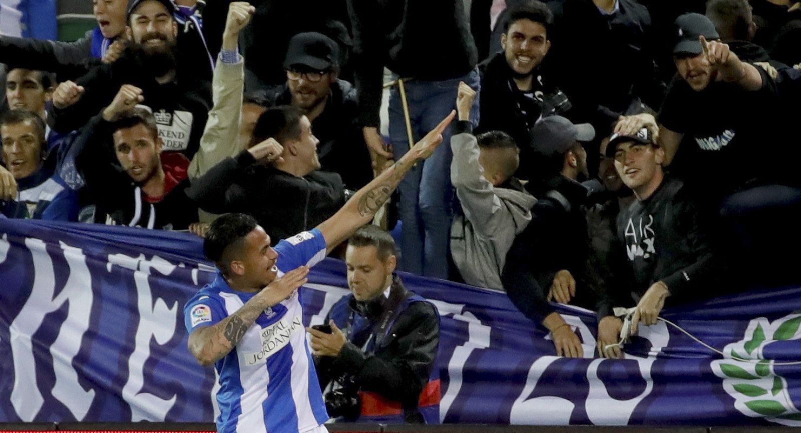 Luciano celebra el primer gol de su equipo ante Las Palmas.