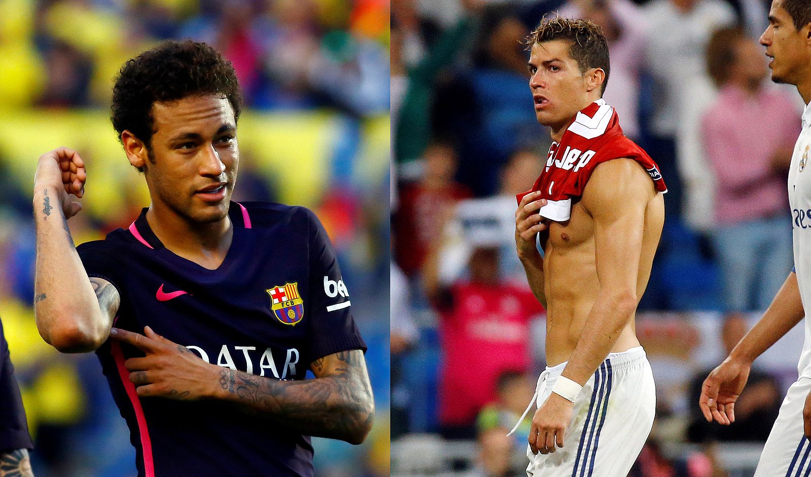 Imagen de Neymar y Cristiano Ronaldo durante sus partidos de la jornada 37.