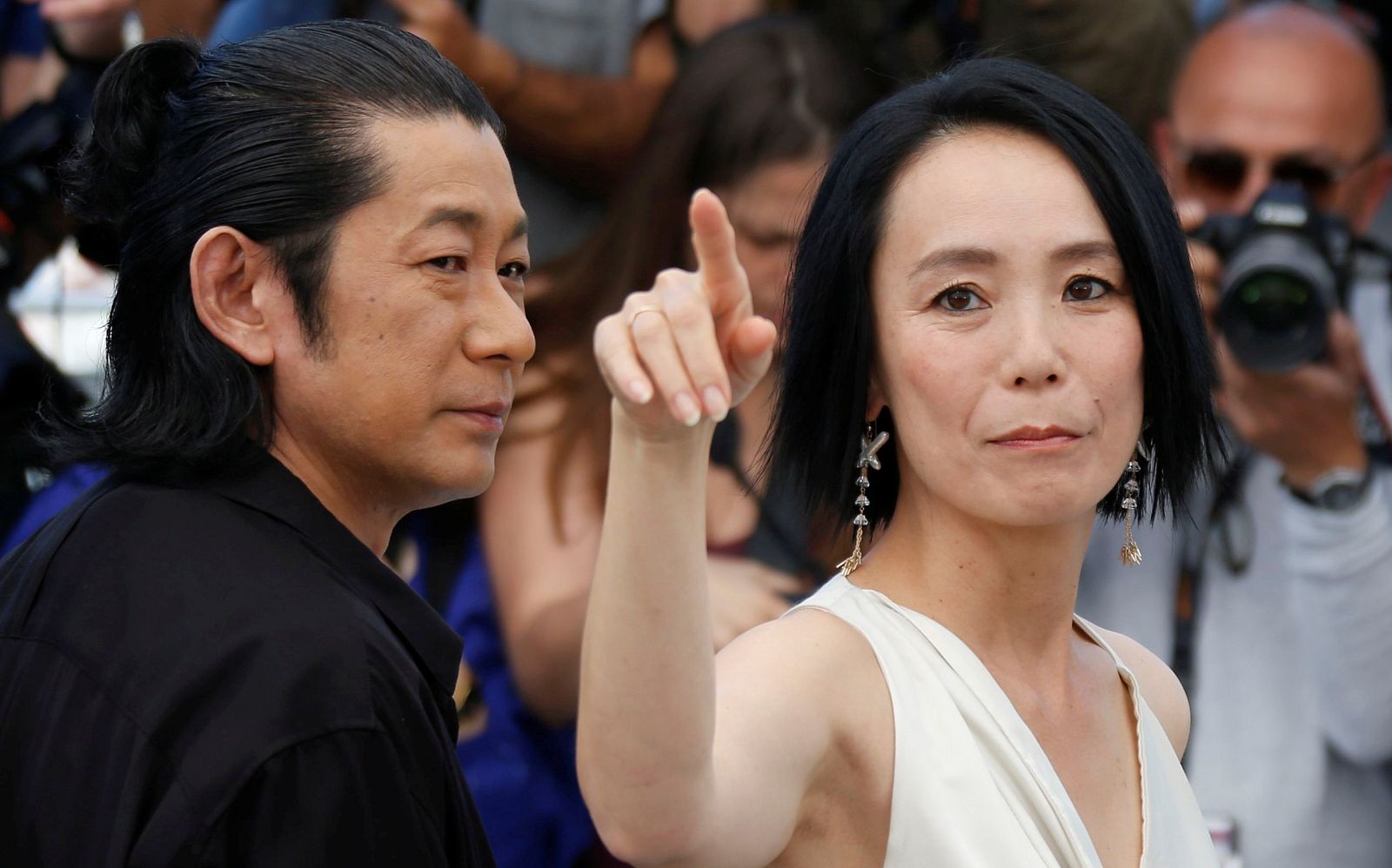 Naomi Kawase durante la presentación de 'Hikari' (Radiance) en Cannes.