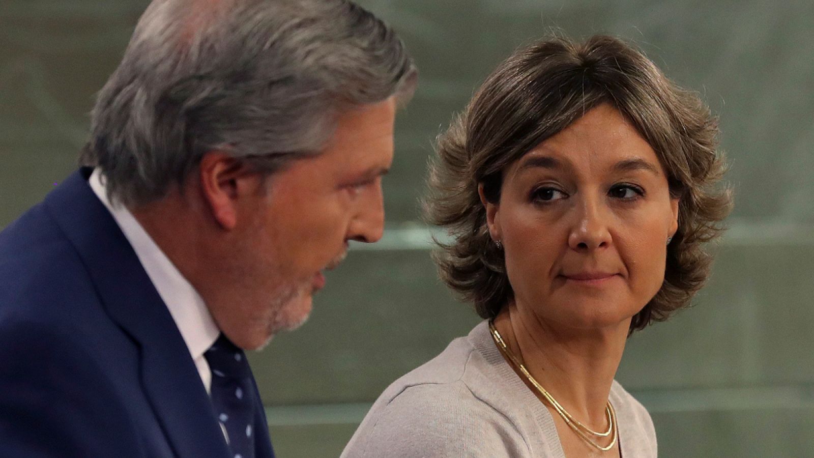 El portavoz del Ejecutivo, Íñigo Méndez de Vigo y la ministra de Agricultura, Isabel García Tejerina